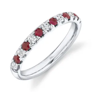 0.30 Ct Diamond and 0.30 Ct Ruby 14K White Gold Ladyies Band SC22005288