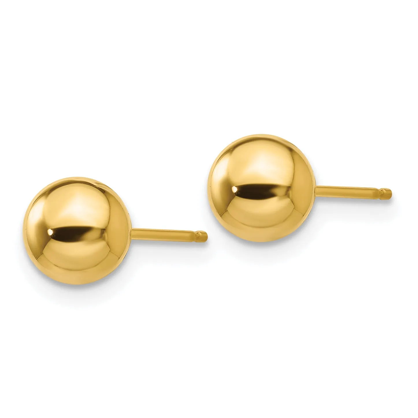 10K Gold Polished Ball Earrings with Post Back 6mm Hollow Design