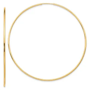10K Gold Polished Endless Hoop Earrings, 63mm Lightweight Design