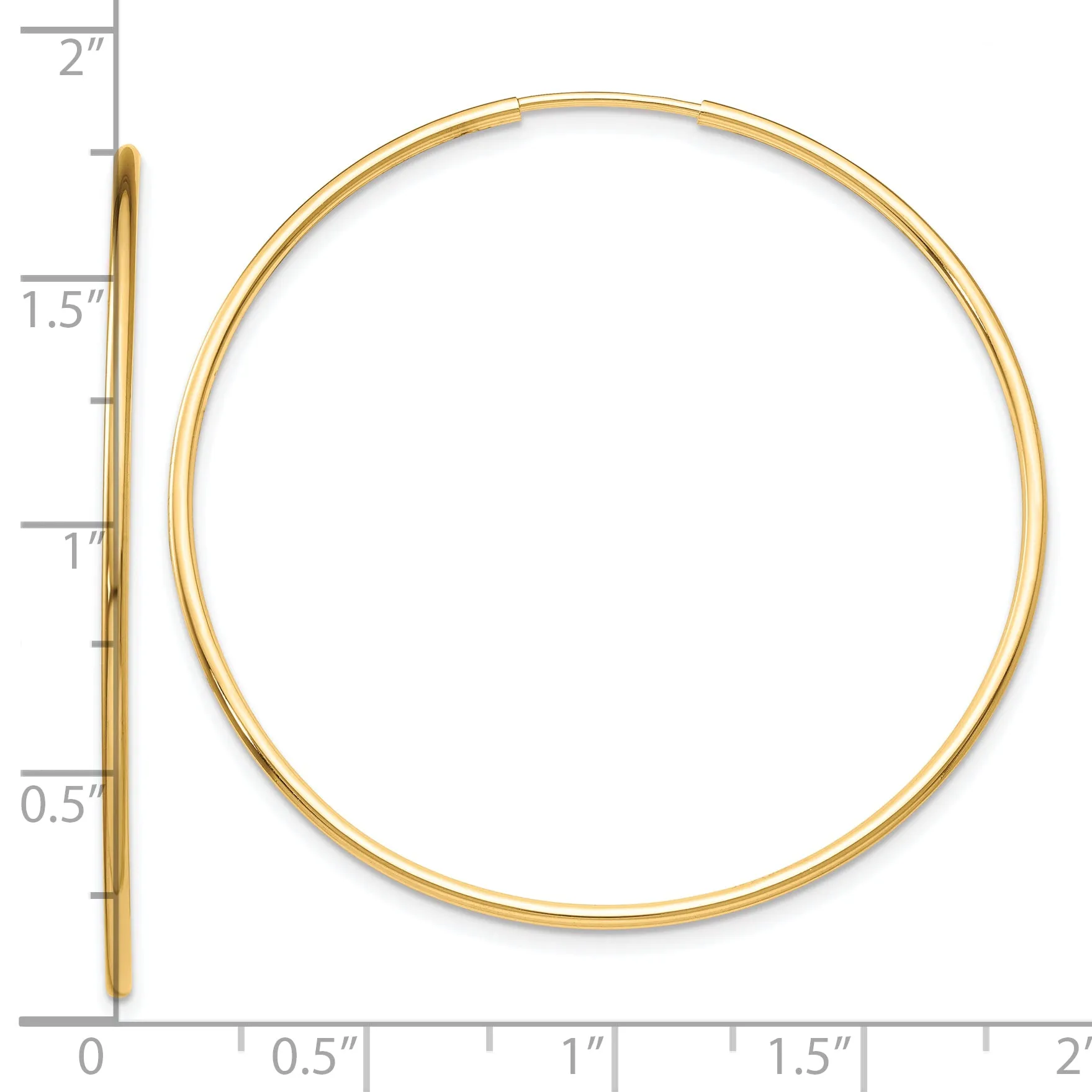 10K Gold Polished Endless Hoop Earrings for Women 40mm Hollow Design