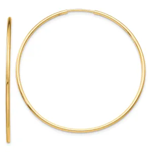 10K Gold Polished Endless Hoop Earrings for Women 40mm Hollow Design