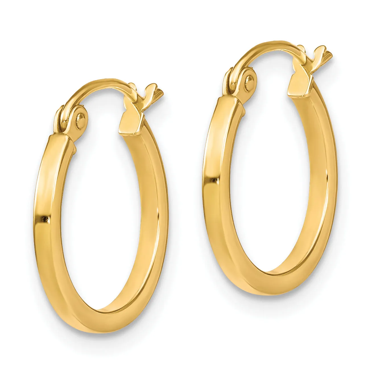 10K Gold Polished Hoop Earrings with Hinged Closure and Lifetime Warranty