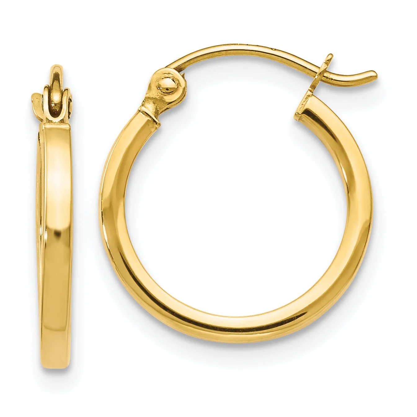 10K Gold Polished Hoop Earrings with Hinged Closure and Lifetime Warranty