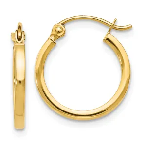 10K Gold Polished Hoop Earrings with Hinged Closure and Lifetime Warranty