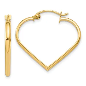 10k Polished 2mm Heart Hoop Earrings