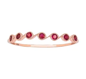 10k Rose Gold Genuine Round Ruby Stackable Band