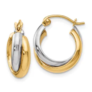 10K Two-Tone Gold Hoop Earrings with Polished Finish and Lifetime Guarantee