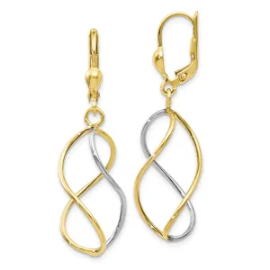 10K Yellow Gold Rhodium-Plated Leverback Earrings with Polished Finish and Lifetime Guarantee