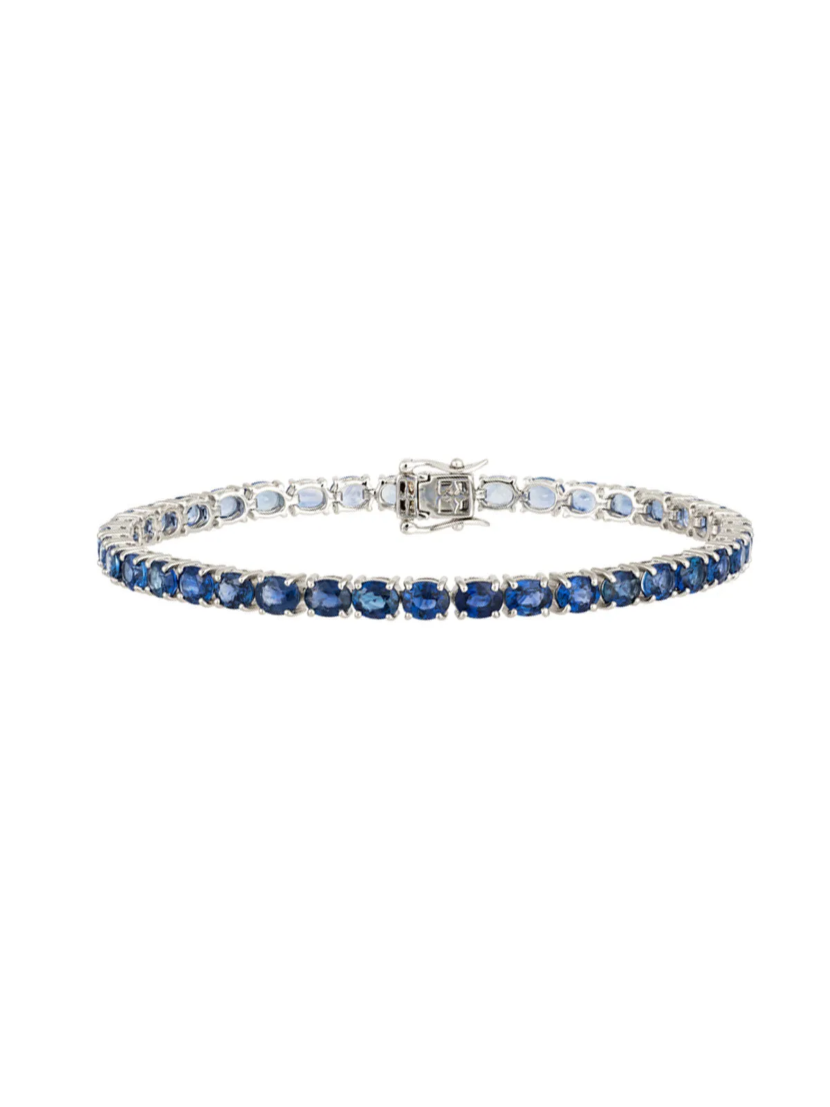12.28ct Blue Sapphire 18K Gold Oval Tennis Bracelet