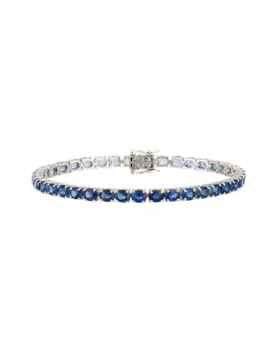 12.28ct Blue Sapphire 18K Gold Oval Tennis Bracelet