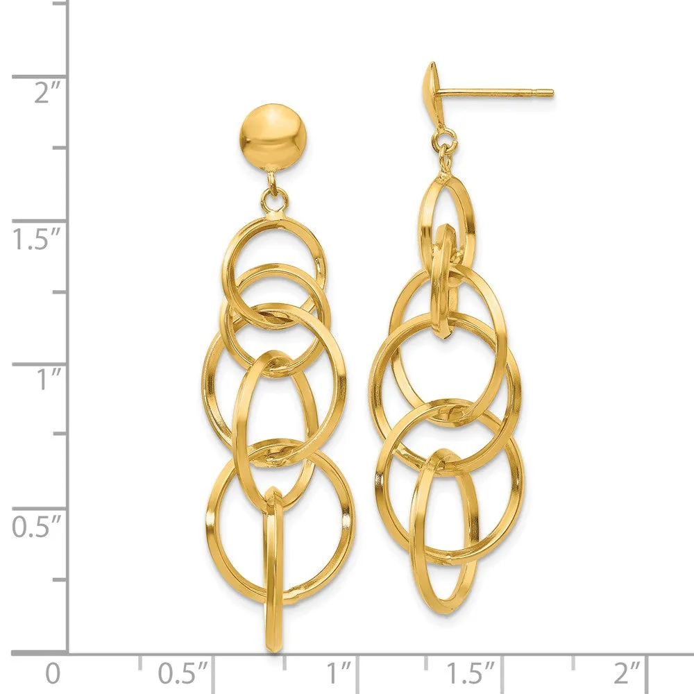 14K Circle Drop Post Earrings