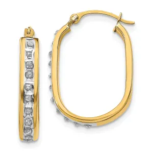 14K Gold Diamond-Accented Squared Hoop Earrings Polished & Lightweight Design