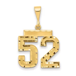14K Gold Diamond-Cut Number 52 Charm with Polished Finish Medium
