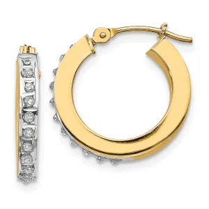 14K Gold Diamond Hoop Earrings with Polished Finish  16mm Stylish Hinge Design
