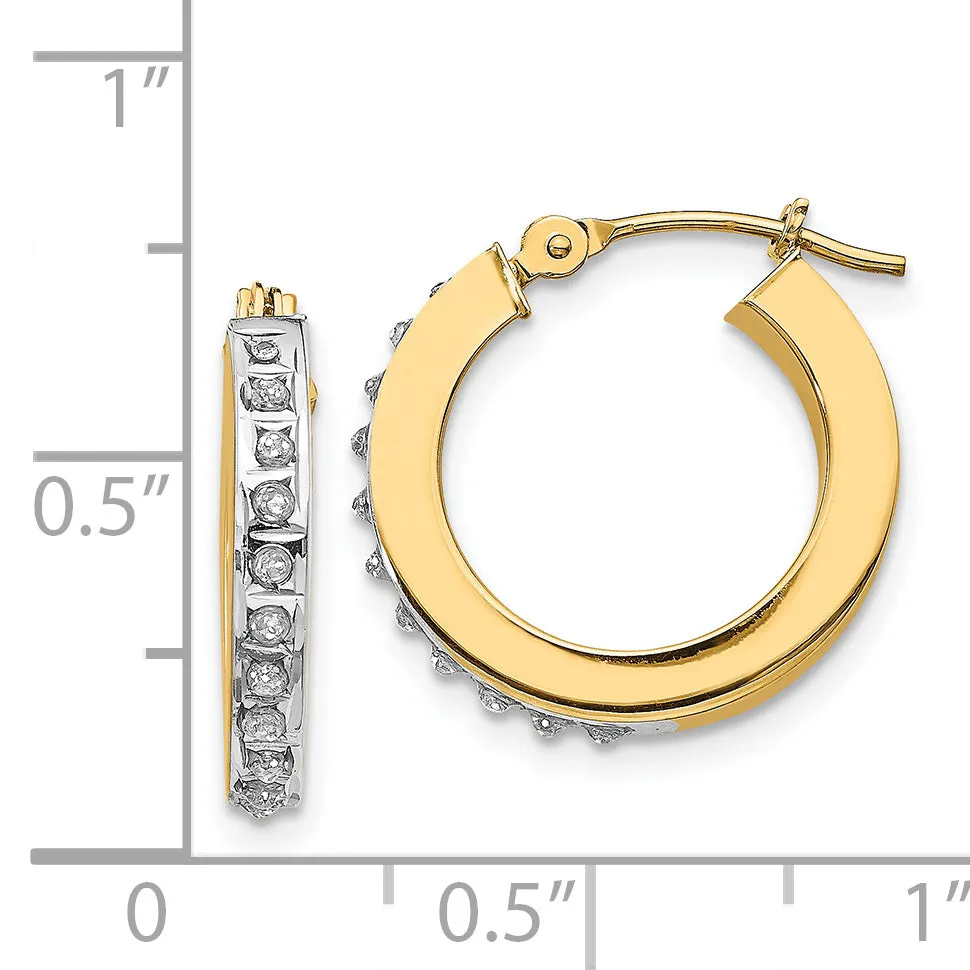 14K Gold Diamond Hoop Earrings with Polished Finish  16mm Stylish Hinge Design
