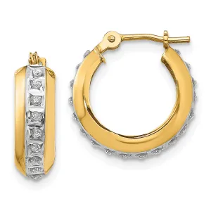 14K Gold Diamond Huggy Hoop Earrings with Polished Finish  Elegant and Lightweight