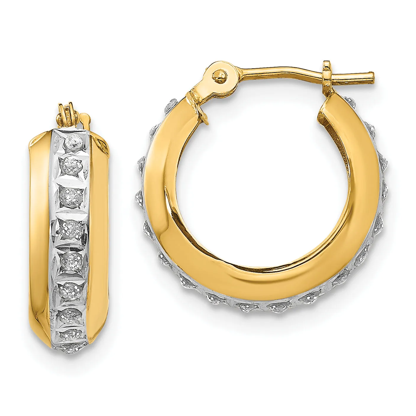 14K Gold Diamond Huggy Hoop Earrings with Polished Finish  Elegant and Lightweight