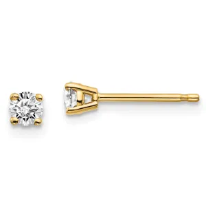 14K Gold Diamond Stud Earrings with Natural Round White Stones