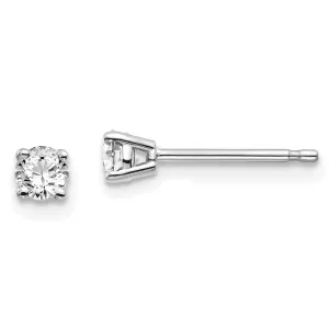 14K Gold Diamond Stud Earrings with Rhodium Plating Elegant Design