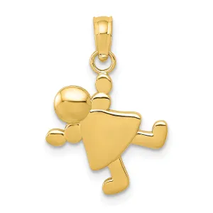 14K Gold Little Girl Charm with Textured Back Solid & Casted Design