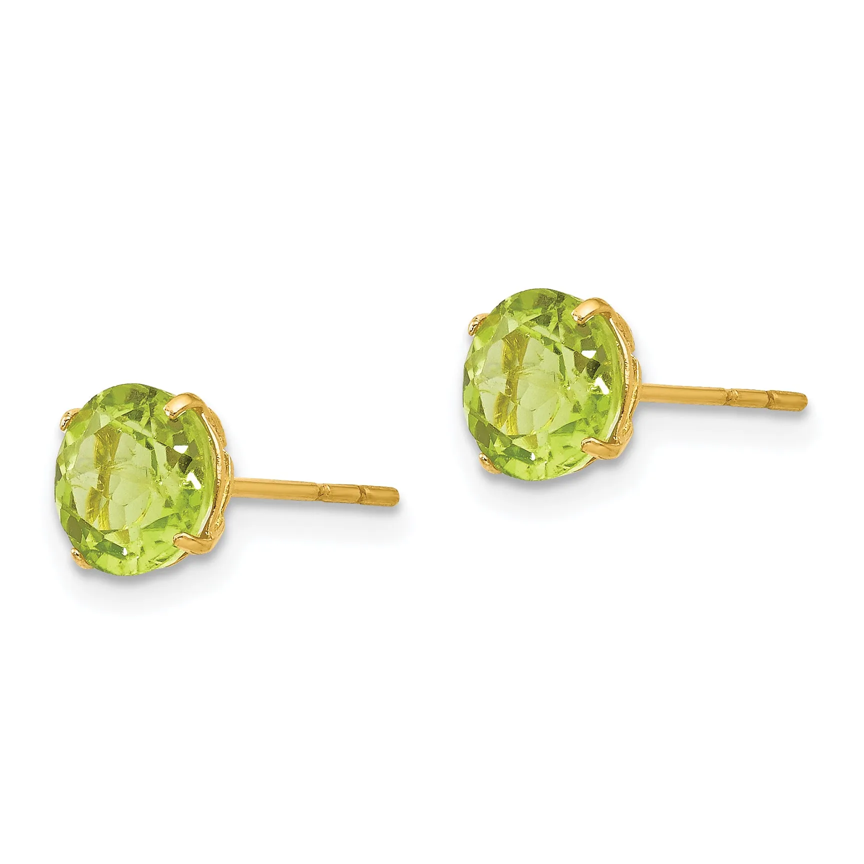 14K Gold Peridot Stud Earrings with Polished Finish