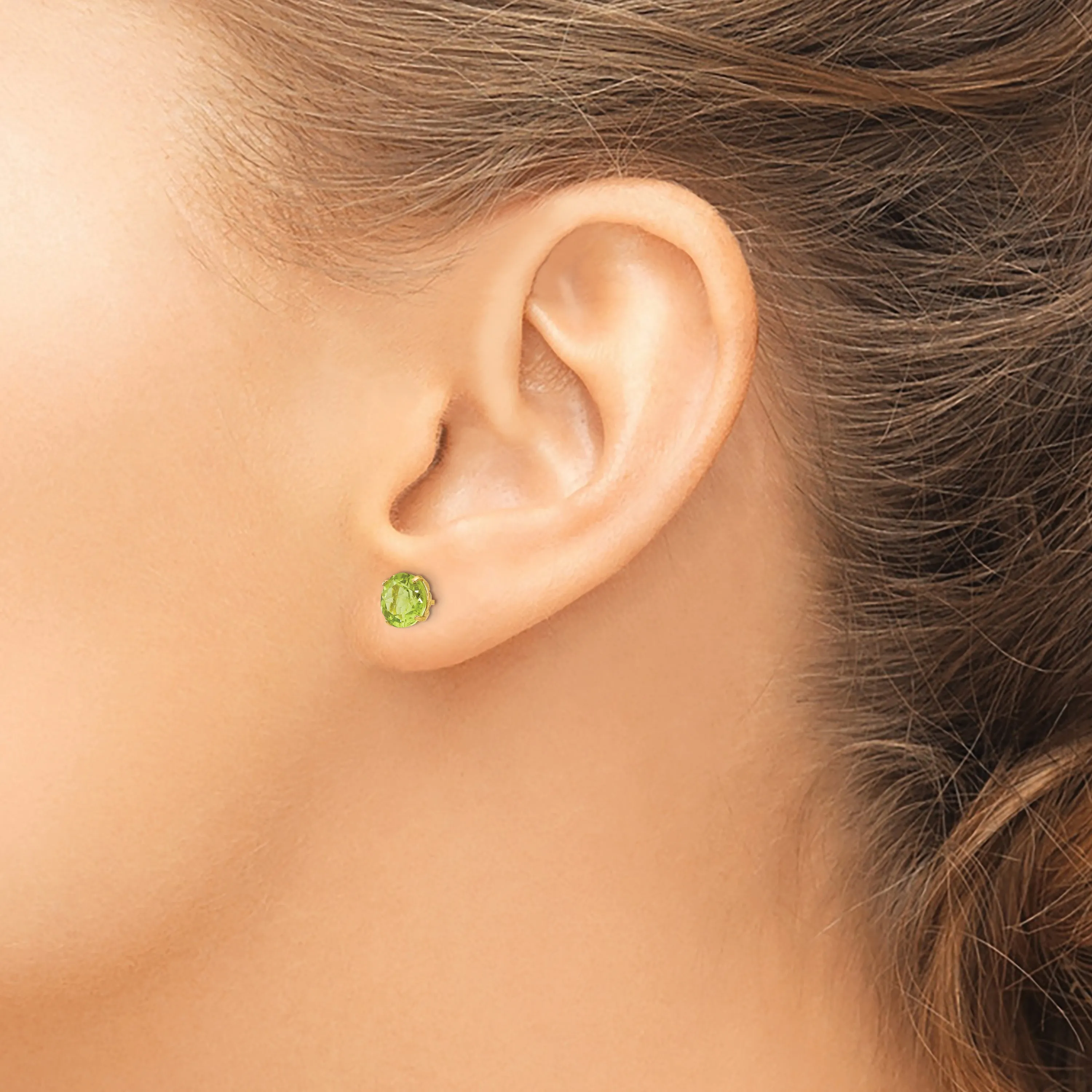 14K Gold Peridot Stud Earrings with Polished Finish