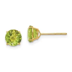 14K Gold Peridot Stud Earrings with Polished Finish