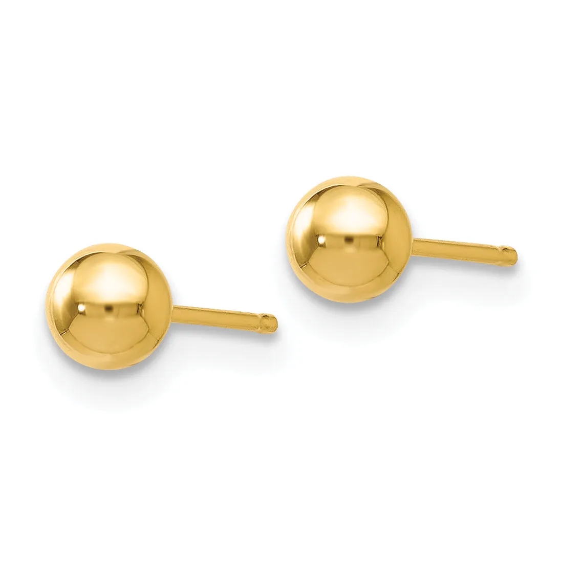 14K Gold Polished 4mm Ball Post Earrings with Lifetime Warranty