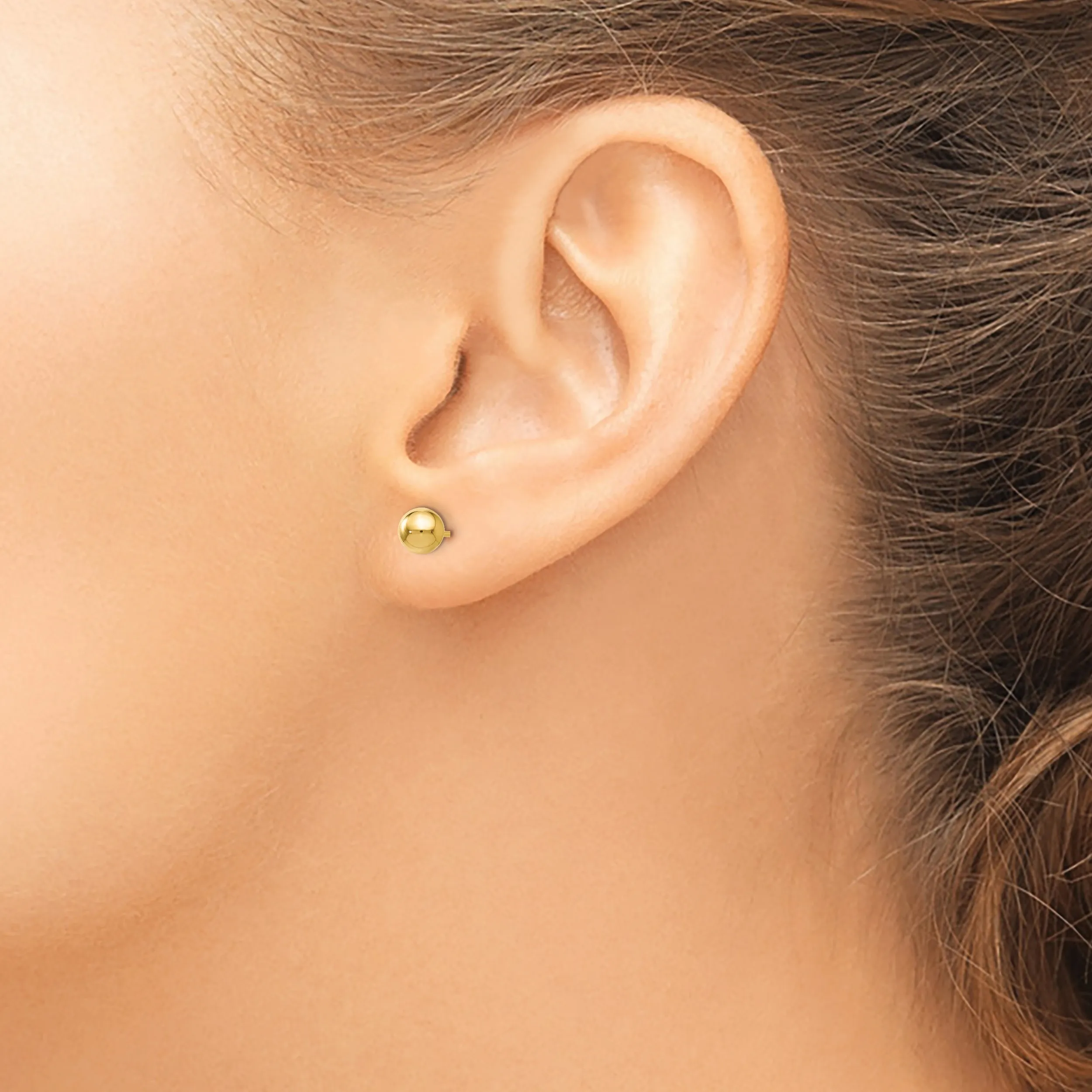 14K Gold Polished 5mm Ball Post Earrings with Push Back Closure
