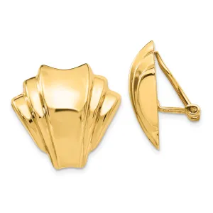 14K Gold Polished Non-Pierced Omega Clip Earrings for Women