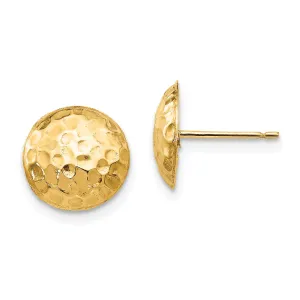 14K Gold Polished Puffed Round Earrings with Silicone Back