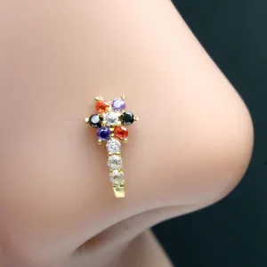 14k Real Gold Corkscrew Nose pin for Indian Women