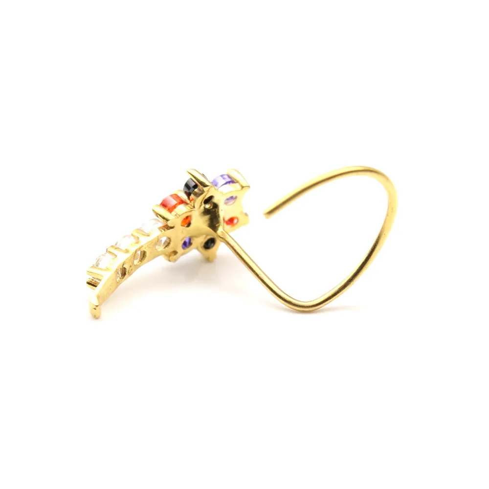 14k Real Gold Corkscrew Nose pin for Indian Women