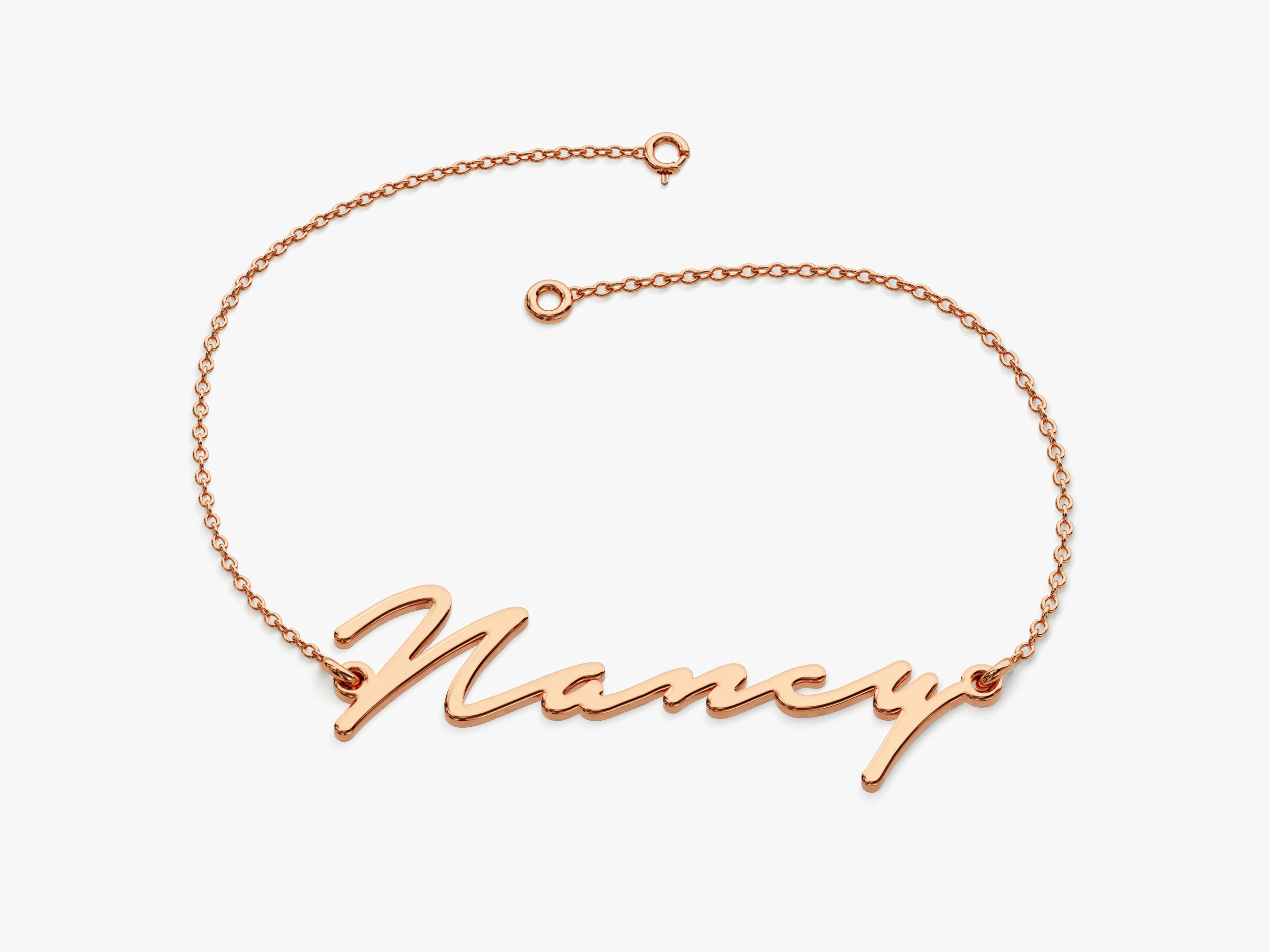 14k Solid Gold Cursive Font Name Bracelet