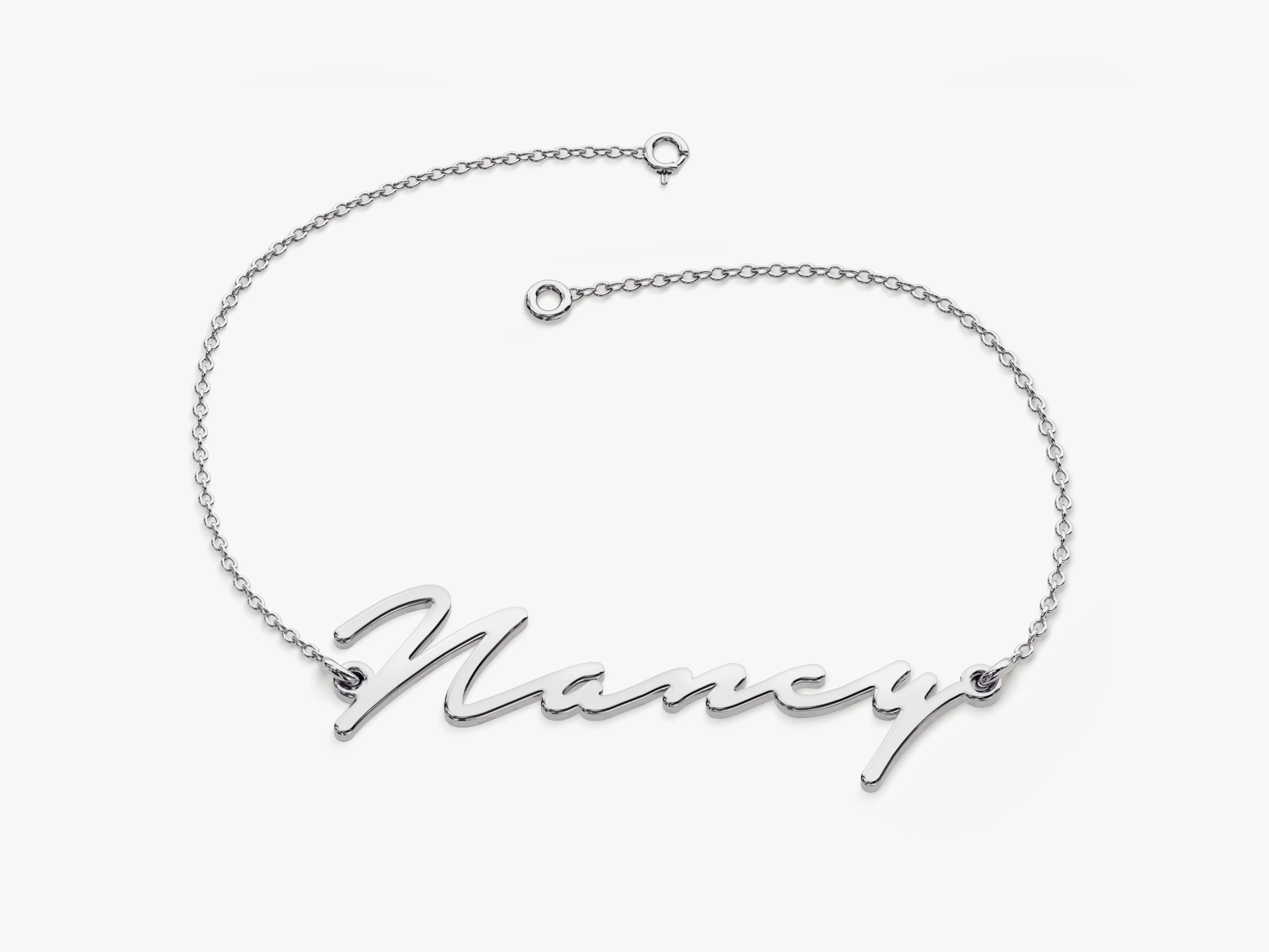 14k Solid Gold Cursive Font Name Bracelet