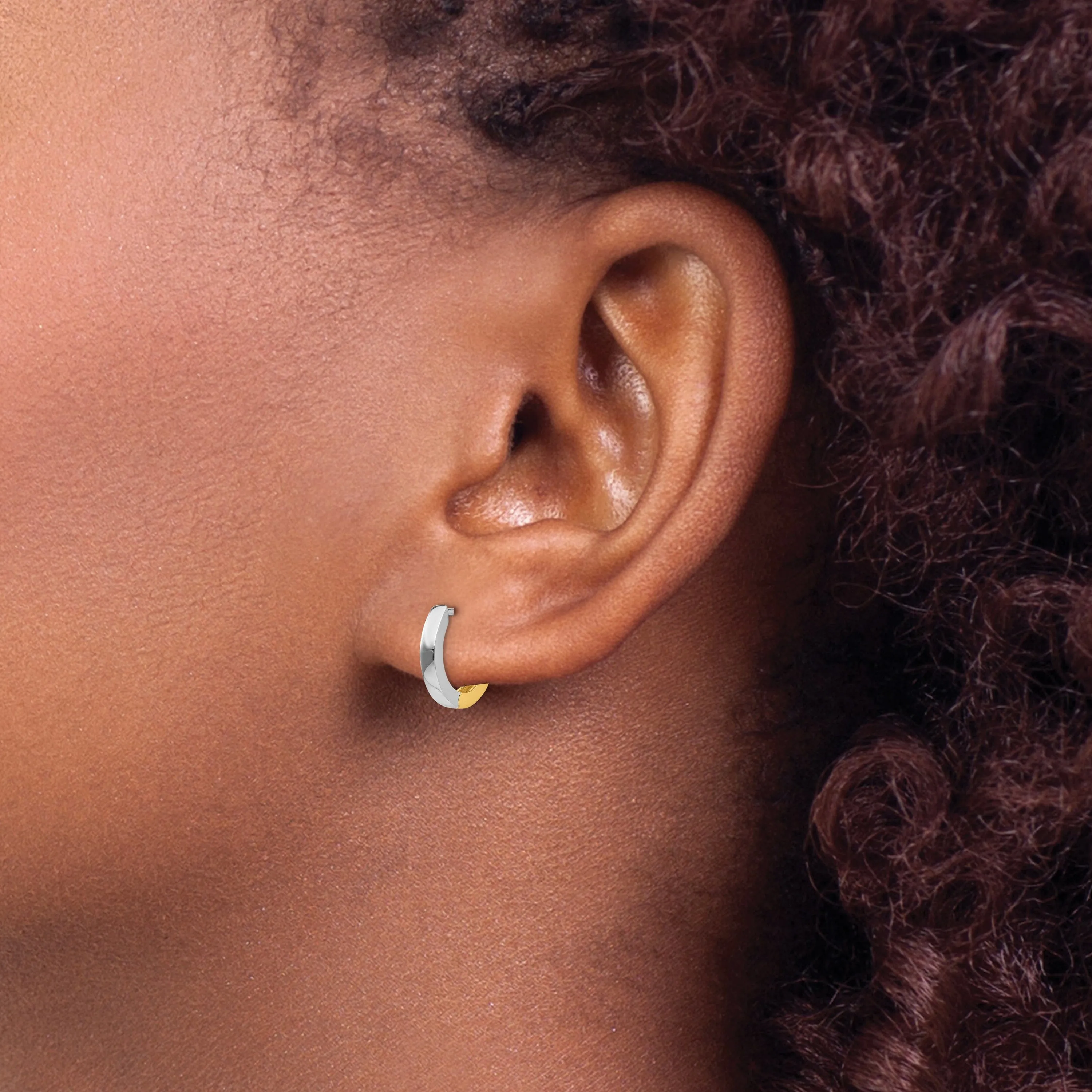 14k Two-tone Polished Hoop Earrings