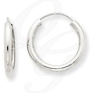 14k WG 2mm Polished Endless Hoop Earrings