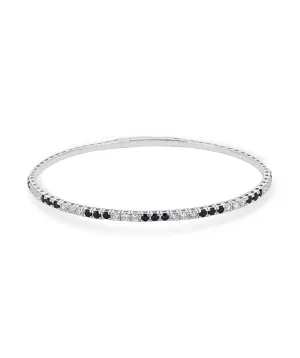 14K White Gold Sapphire and Diamond Flexible Bangle Bracelet