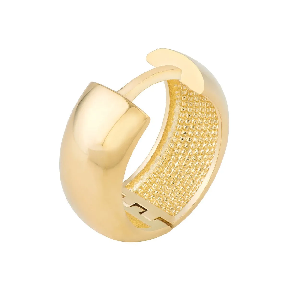 14K Yellow Gold Polished Wide Huggie Earrings
