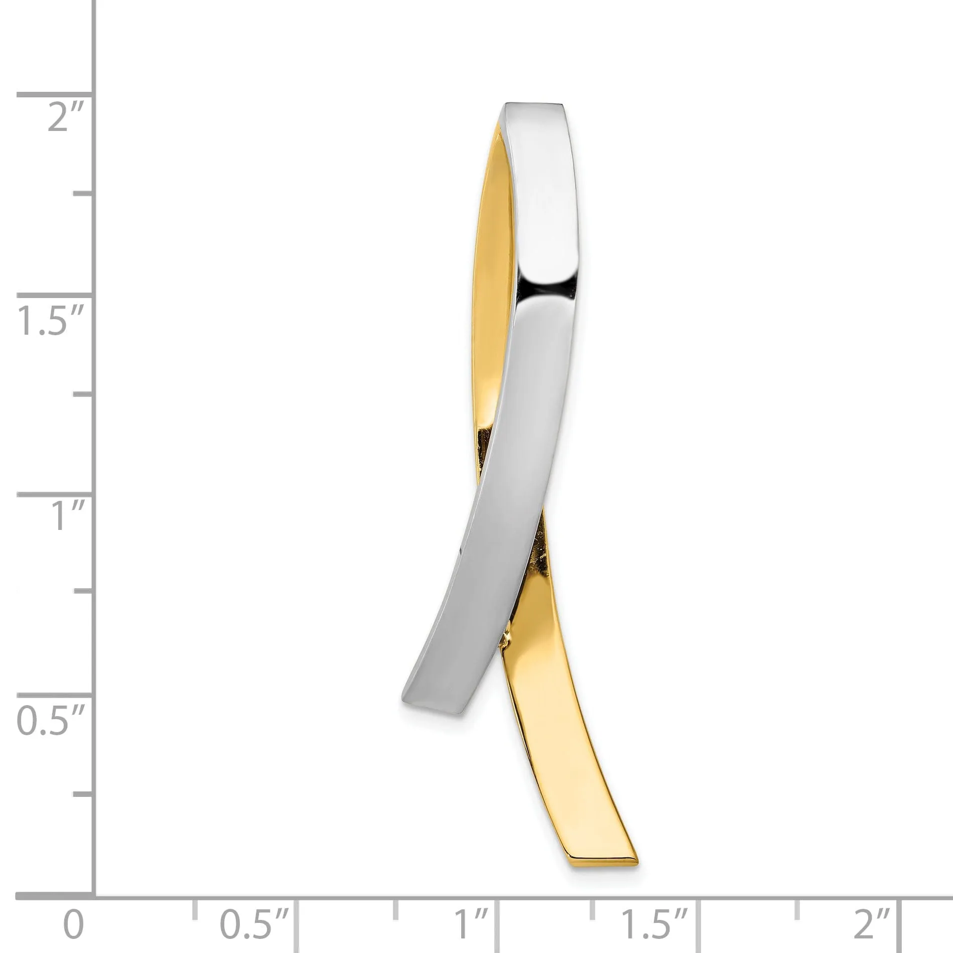 14k Yellow, White Gold Solid Polished Finish Contemporary Style Omega Slide Pendant fits upto 10 mm Omega