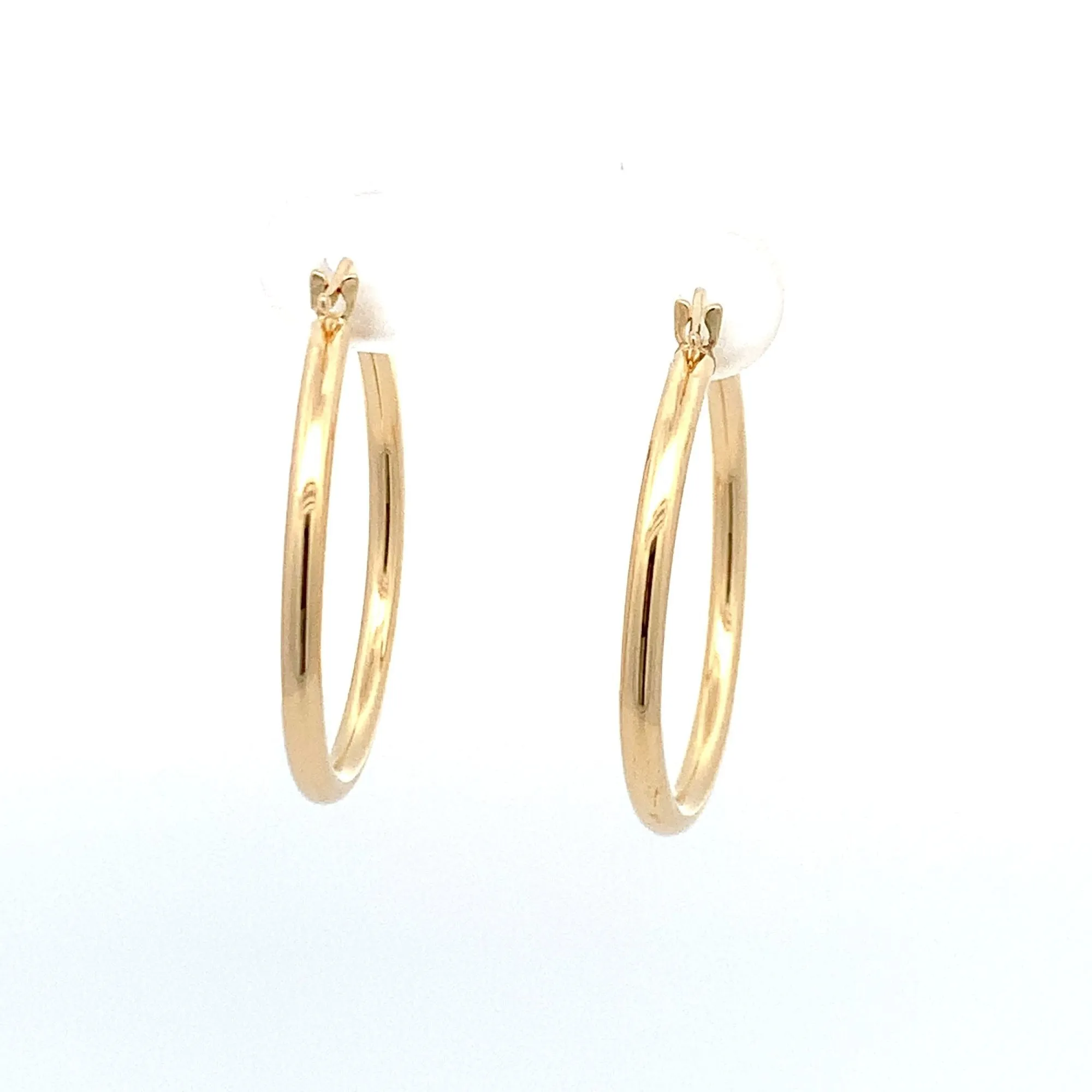 18K Gold Earrings Hoops Polished Plain 1.52 grams