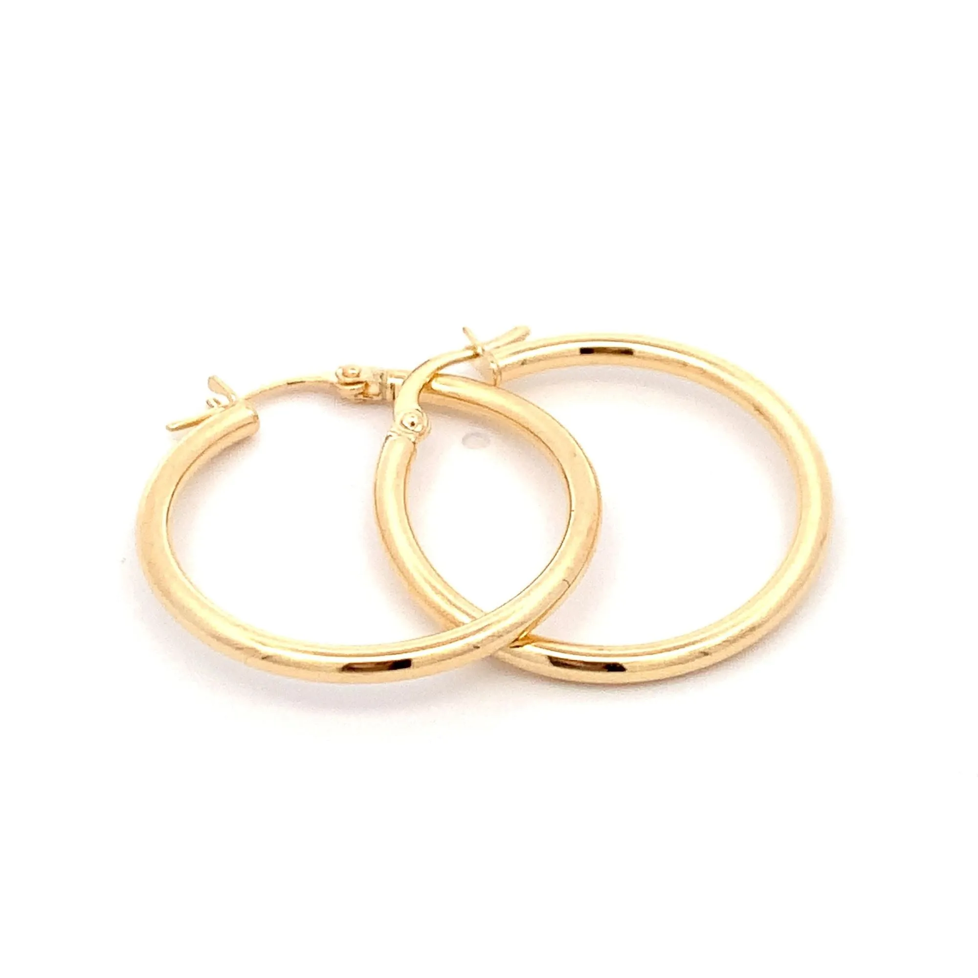 18K Gold Earrings Hoops Polished Plain 1.52 grams