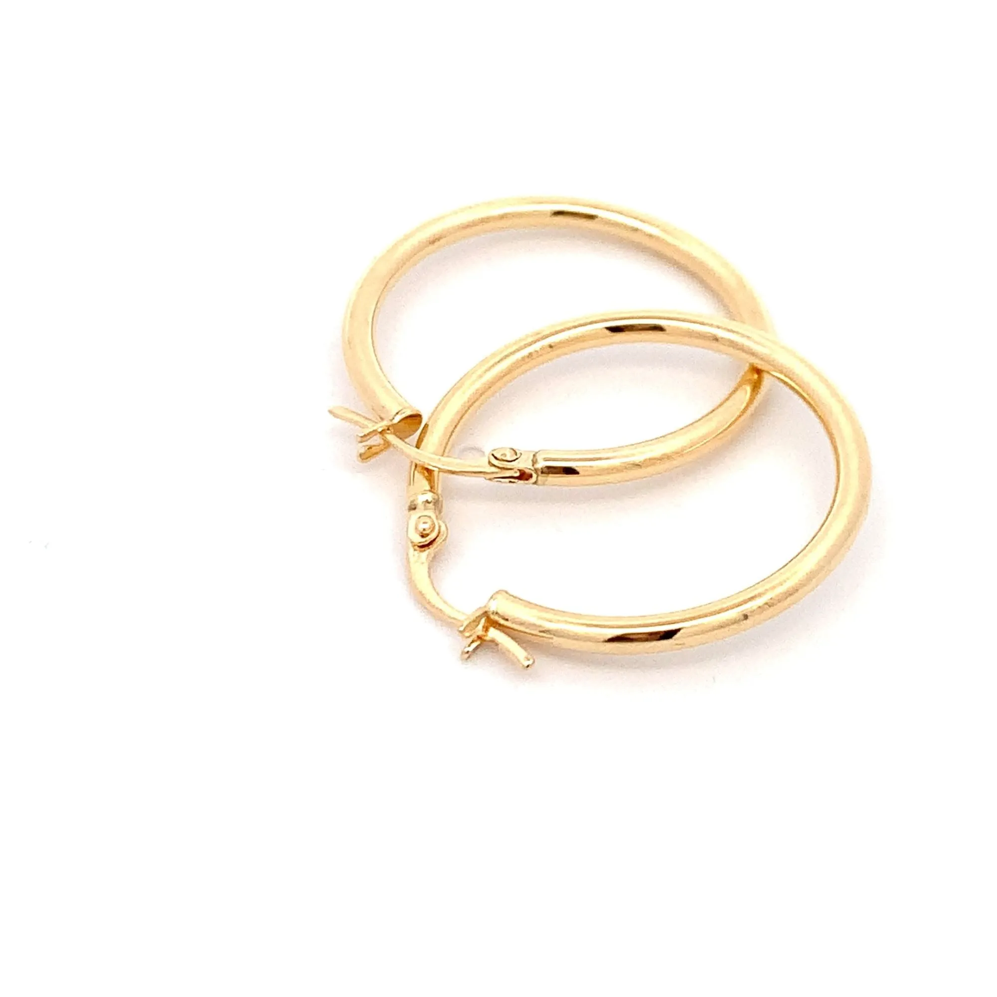 18K Gold Earrings Hoops Polished Plain 1.52 grams