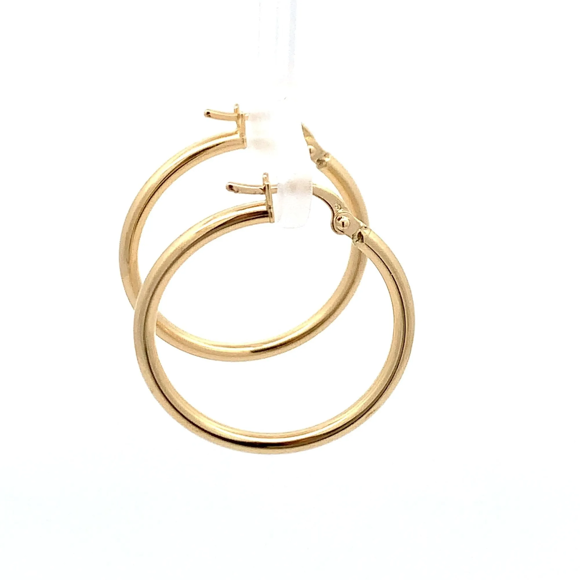 18K Gold Earrings Hoops Polished Plain 1.52 grams
