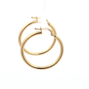 18K Gold Earrings Hoops Polished Plain
