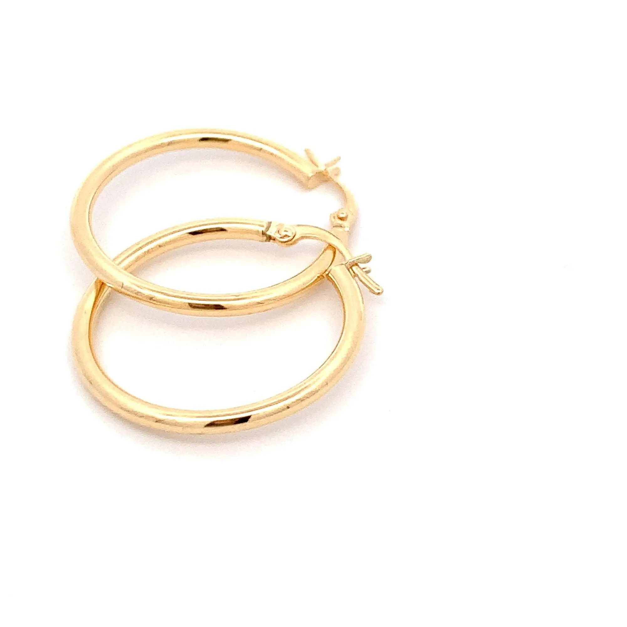 18K Gold Earrings Hoops Polished Plain