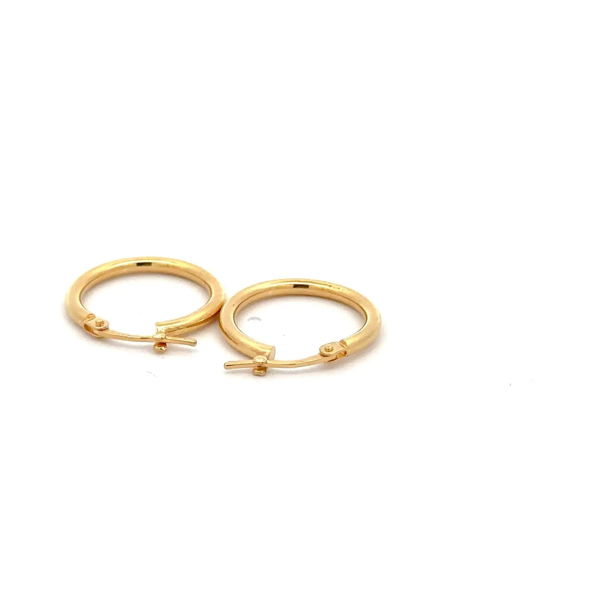 18K Gold Earrings Hoops Small Polished 1.11 grams