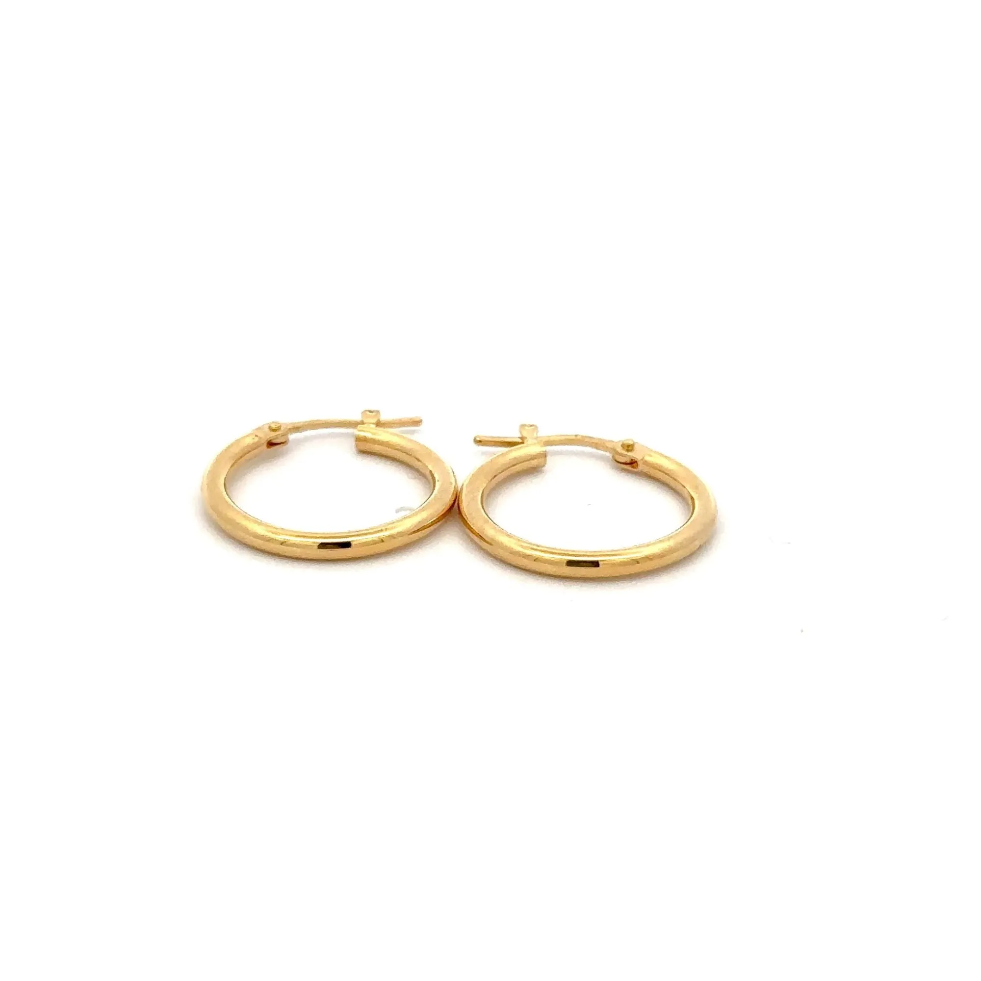 18K Gold Earrings Hoops Small Polished 1.11 grams