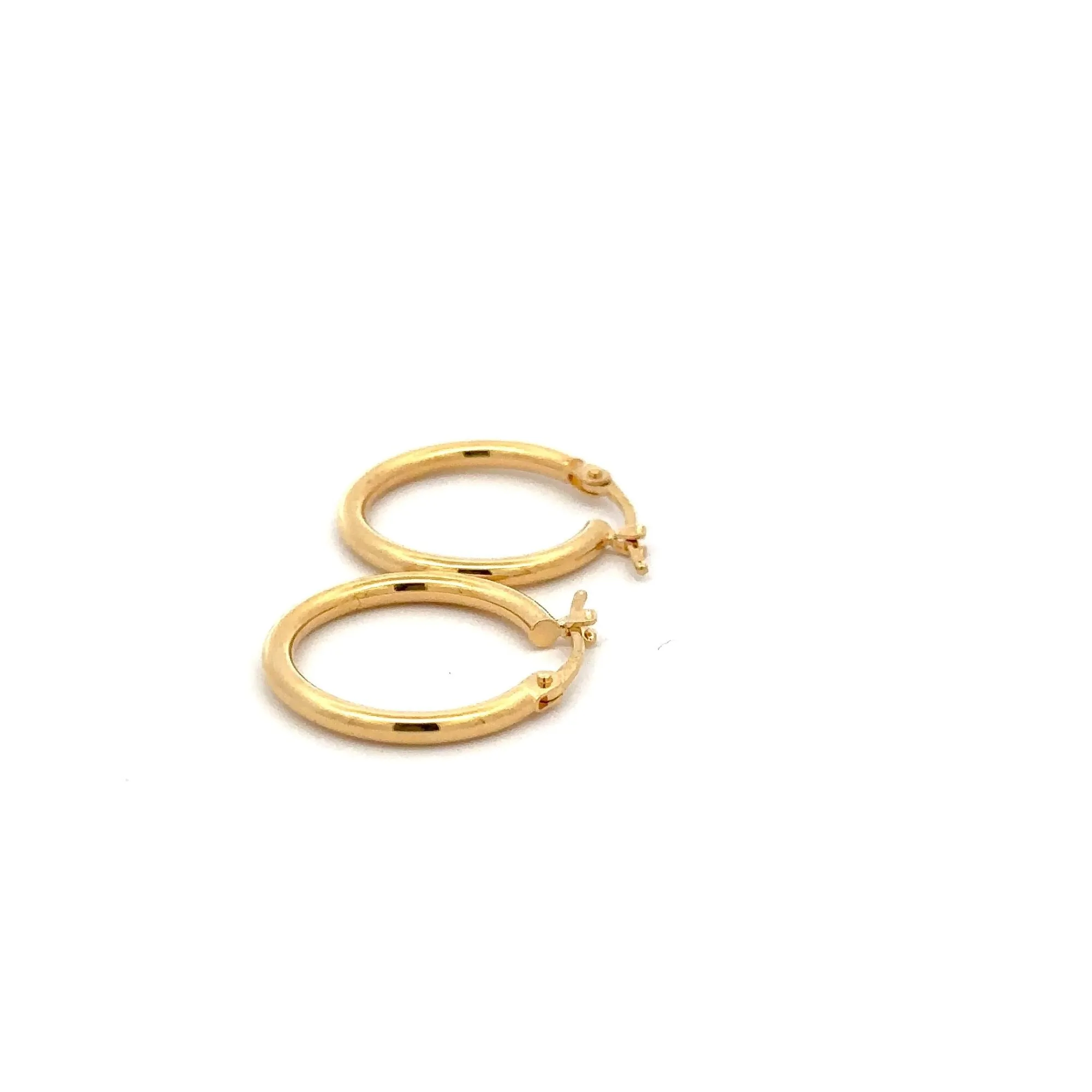 18K Gold Earrings Hoops Small Polished 1.11 grams