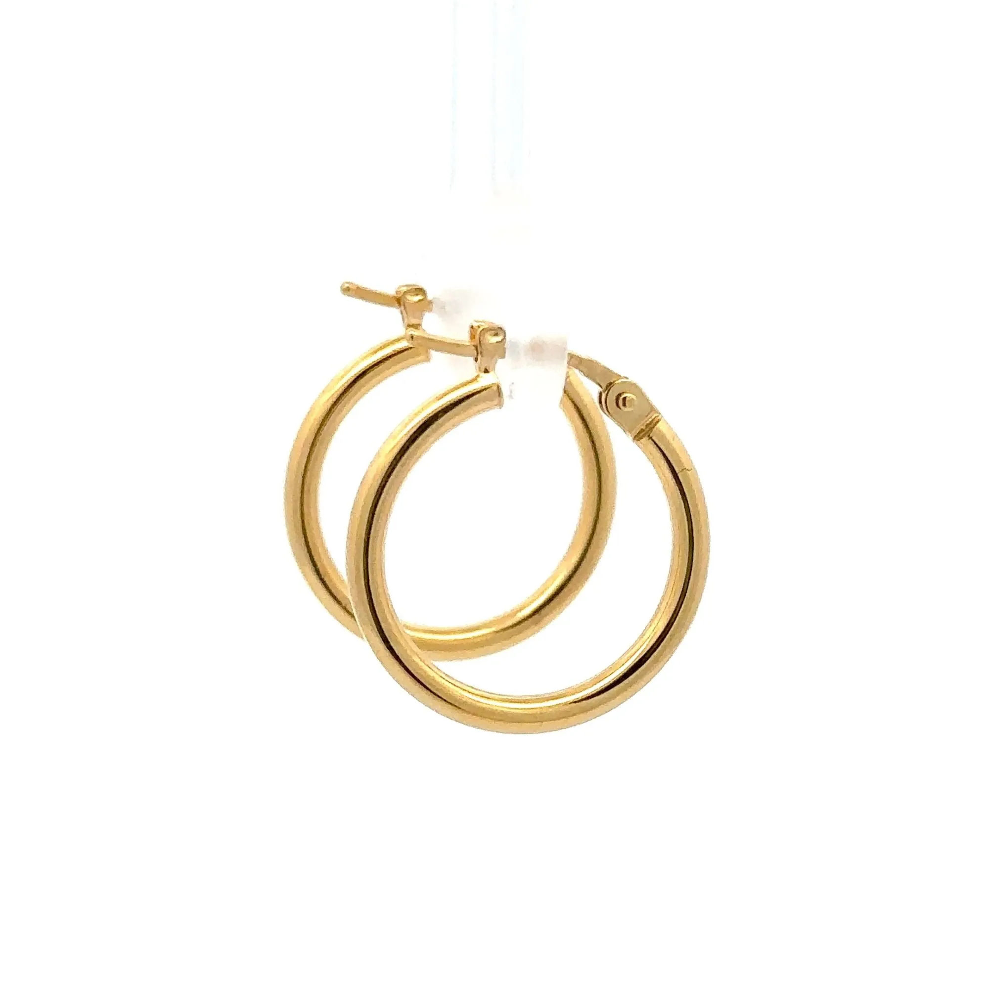 18K Gold Earrings Hoops Small Polished 1.11 grams